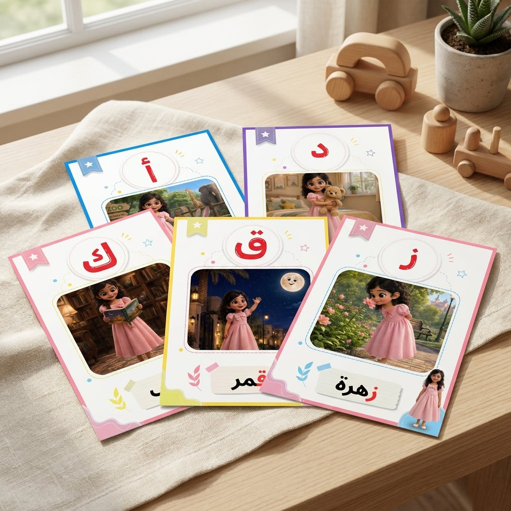 فلاش كرت الحروف الأبجدية - عربي
