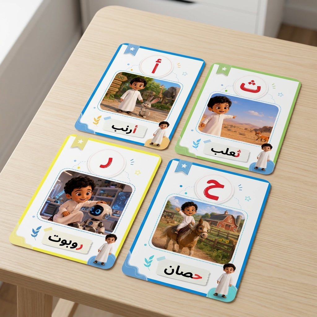 فلاش كرت الحروف الأبجدية - عربي