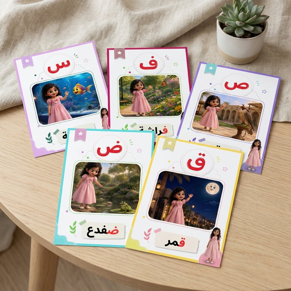 فلاش كرت الحروف الأبجدية - عربي