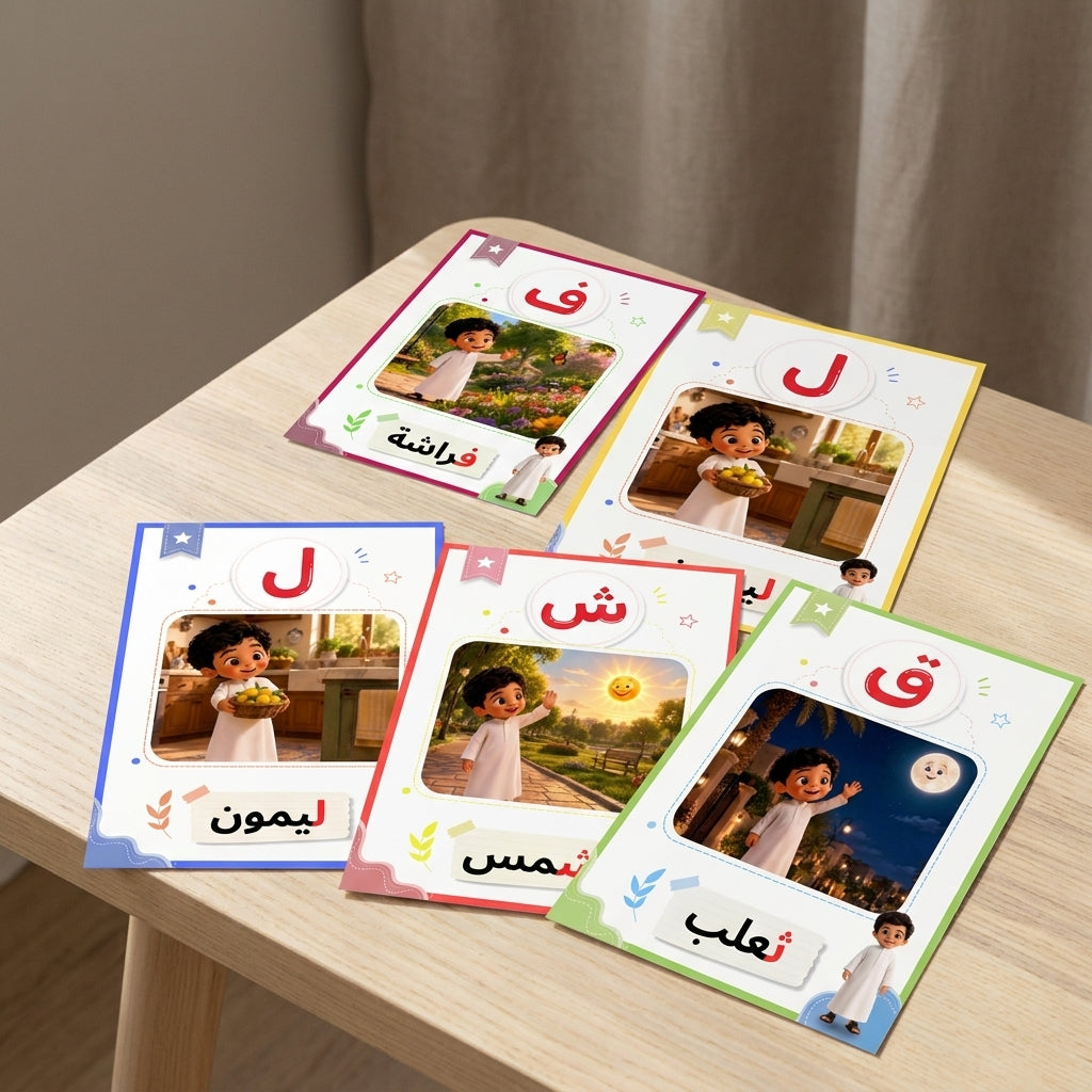 فلاش كرت الحروف الأبجدية - عربي